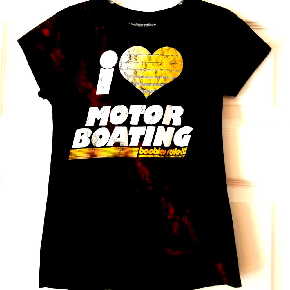 I love motorboating boobies rule .org t-shirt fun breast cancer awareness cotton